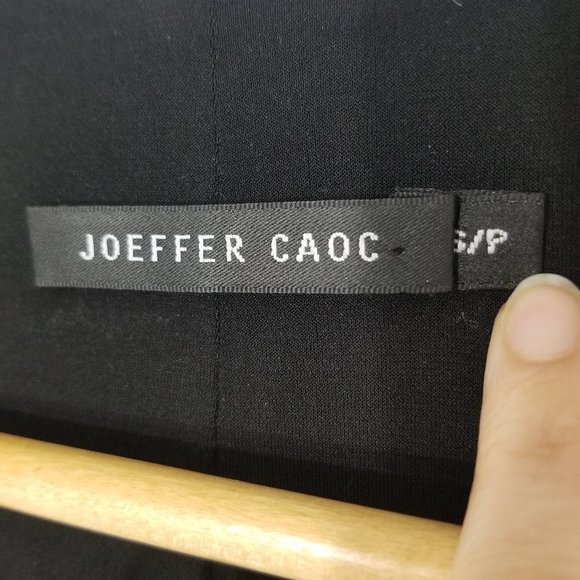 Joeffer Caoc Stunning Classic Black Gathered Midi Dress V-Neck Size Small - Picture 2 of 10